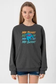 Mr Beast Lettern Füme Kadın 2ip Sweatshirt - 1