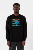 Mr Beast Lettern Siyah Erkek 2ip Sweatshirt - 1