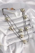 Pirinç Füme Renk Zincir 3D Gold Renk Kalp Model Kadın Kolye - EBJ241221W30085 thumbnail 2