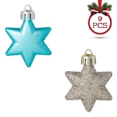 Yıllbaşı Çam Ağacı Süsü Simli Ve Mat Yıldız Noel Ağacı Süsü 9 Lu  6 cm - 4