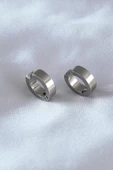 Celira Çelik Gümüş Renk Sıkıştırmalı Erkek Küpe - 1