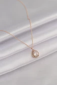Celira Gold Renk Damla Model Zirkon Taşlı Kadın Kolye - 1