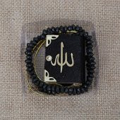 Mini Kuran, Kokulu Tesbihli Kare Kutuda Hediyelik-Siyah - 3