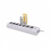 7 Port Usb Hub Çoklayıcı Çoğaltıcı OnOff Düğmeli Işıklı Adaptörlü Beyaz - 4