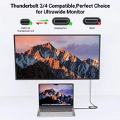 Type C to DisplayPort Kablo 2 Metre 8k-60hz 4K-120 Hz Thunderbolt 3 Uyumluluğu Zr858 - 3