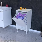 Modilayn SÖKE Banyo İçin Sihirli Kutu 40x75x32,5 cm’ lik 1 Göz Sepet Hazneli Mini Banyo Dolabı - 1