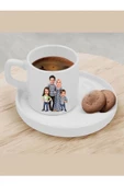 Kişiye Özel Türk Kahvesi Fincanı Karikatür Tesettürlü Aile Fincan - 1