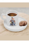 Özcan Tasarım Kişiye Özel Türk Kahvesi Fincanı Karikatür Tesettürlü Aile Fincan thumbnail 1