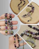 Turmalin Taşı Karışık Renkler Üst Segment Faset Kesim 33lük Tesbih 8mm (36530) thumbnail 1