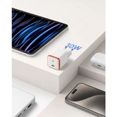 30W USB-C Ultra Mini Hızlı Şarj Aleti Samsung PPS / Isı Düşürücü GaN Destekli Akım Korumalı Güç Adaptörü iPhone & Android & iPad & MacBook Type-C White - ACH08449 - 5