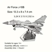 DIY 3D Metal Puzzle Bulmaca Air Force J-10B Savaş Uçak 43 Parça 14+ yaş üstü Hediyelik model - 5