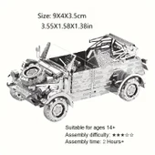 DIY 3D Metal Puzzle Bulmaca Alman Volkswagen Kübelwagen 65 Parça 14+ yaş üstü Hediyelik model - 3