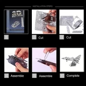 DIY 3D Metal Puzzle Bulmaca Air Force J-10B Savaş Uçak 43 Parça 14+ yaş üstü Hediyelik model - 6