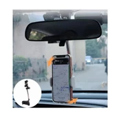 Dikiz Aynasına Takılan Siyah Telefon Tutucu 360 Derece Dönebilen Kıskaçlı - 2