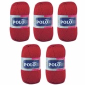 Polosu Lüks Patik El Örgü İpi 307 Kırmızı ( 5 Adet ) - 2