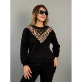 Lucky Life Kadın üç Iplik Kumaş Leopar Desenli Dantel Detaylı Ikili Takım - 6