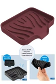TİNEKE Silikon Mutfak, Banyo Su Giderli Vantuzlu Esnek Sabunluk Bordo Renk - 1
