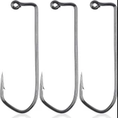 Hokkaido 50 Adet No:5/0 Yüksek Karbonlu Çelik,90 Derece Offset,jig Head,silikon,sahte,delikli Iğne, - 1