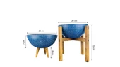 Bitki Tasarımı Ev Dekorasyon Lacivert Granit Aranjman Sunumluk Toprak Saksı 3-4 Ayaklı İkili Set 20 Cm Çap - 2