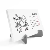 Dört Mevsim Çizgi Resimli Sevimli Çocuklar Takvimi, İlkbahar Yaz Sonbahar Kış Takvimi, Masa Takvimi thumbnail 1