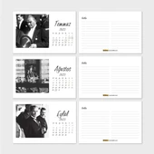 2025 Atatürk Takvimi, Atatürk Masa Takvimi, 2025 Takvim - Gri Renk - 5