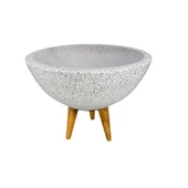 Bitki Tasarımı Ev Dekorasyon Beyaz Granit Aranjman Sunumluk Toprak Saksı 3 Ayaklı 20 Cm Çap thumbnail 4