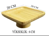 Bambu Ayaklı Servis Tabağı 20 CM Mini İkramlık Sunumluk - 2
