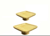 Bambu Ayaklı Servis Tabağı 17/20 CM Mini İkramlık Sunumluk - 1