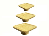 Bambu Ayaklı Servis Tabağı 15/17/20 CM Mini İkramlık Sunumluk - 1