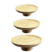 Bambu Ayaklı Servis Tabağı 15/17/20 CM Mini İkramlık Sunumluk - 1