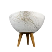 Bitki Tasarımı Ev Dekorasyon Beyaz Üzeri Gold Mermer Efektli Aranjman Sunumluk Toprak Saksı 3 Ayaklı 20 Cm Çap thumbnail 3