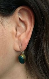 Asya Serisi El İşi Gümüş Yeşil Akik Taşlı Bayan Küpe - 2