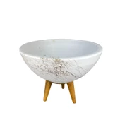 Bitki Tasarımı Ev Dekorasyon Beyaz Üzeri Gold Mermer Efektli Aranjman Sunumluk Toprak Saksı 3 Ayaklı 20 Cm Çap thumbnail 4
