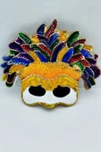 Renkli Karnaval Maskesi Broş - 1