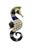 İnci ve Renkli Denizatı Broş - 3