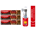 Colgate Optic White Kahve Çay Tütün Kullanıcıları Diş Macun125Ml+Mikro Charcoal Hassas Yumuşak Fırça 3 + 2 li - 1