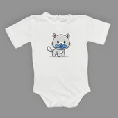 Balıklı Kedi Baskılı Bebek Çıtçıtlı Body Uzun Kısa Kolsuz Mnk00685 - 6