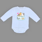 Akvaryum Kedi Baskılı Bebek Çıtçıtlı Body Uzun Kısa Kolsuz mnk00687 thumbnail 3
