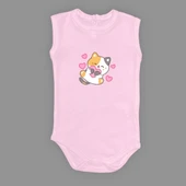 Kalpli Kedi Baskılı Bebek Çıtçıtlı Body Uzun Kısa Kolsuz Mnk00684 thumbnail 8