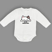 Minnoş Kedi Baskılı Bebek Çıtçıtlı Body Uzun Kısa Kolsuz M00688 - 5