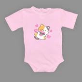 Kalpli Kedi Baskılı Bebek Çıtçıtlı Body Uzun Kısa Kolsuz Mnk00684 thumbnail 4