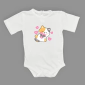 Kalpli Kedi Baskılı Bebek Çıtçıtlı Body Uzun Kısa Kolsuz Mnk00684 thumbnail 6