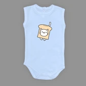 Ekmek Kedi Baskılı Bebek Çıtçıtlı Body Uzun Kısa Kolsuz MNK00686 thumbnail 5