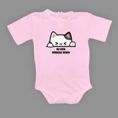 Minnoş Kedi Baskılı Bebek Çıtçıtlı Body Uzun Kısa Kolsuz M00688 - 4