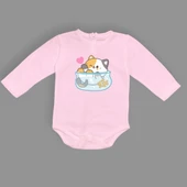Akvaryum Kedi Baskılı Bebek Çıtçıtlı Body Uzun Kısa Kolsuz mnk00687 thumbnail 2