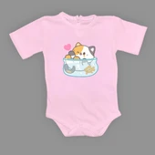 Akvaryum Kedi Baskılı Bebek Çıtçıtlı Body Uzun Kısa Kolsuz mnk00687 thumbnail 4