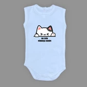 Minnoş Kedi Baskılı Bebek Çıtçıtlı Body Uzun Kısa Kolsuz M00688 - 3