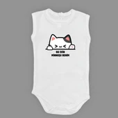 Minnoş Kedi Baskılı Bebek Çıtçıtlı Body Uzun Kısa Kolsuz M00688 - 10