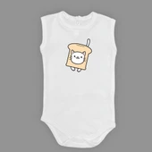 Ekmek Kedi Baskılı Bebek Çıtçıtlı Body Uzun Kısa Kolsuz MNK00686 thumbnail 1