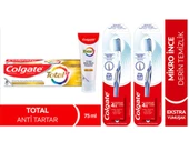 Colgate Dıs Macunu Total Antı Tartar 75 ml + Colgate Mikro Ince Advanced Manuel Diş Fırçası 1+2 Adet thumbnail 1